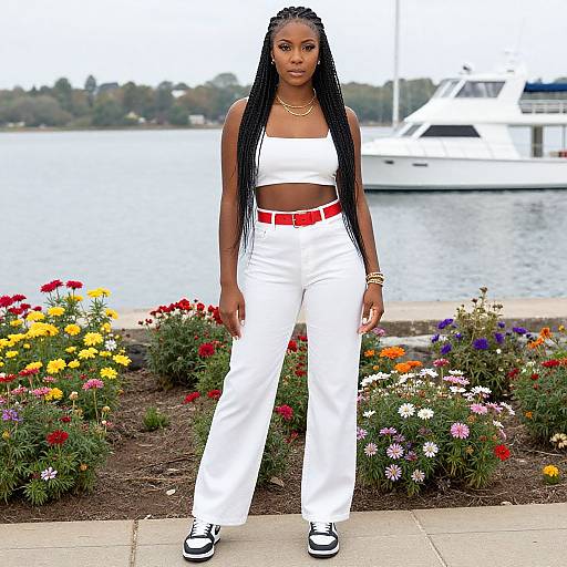 Confident Woman by Waterfront in White