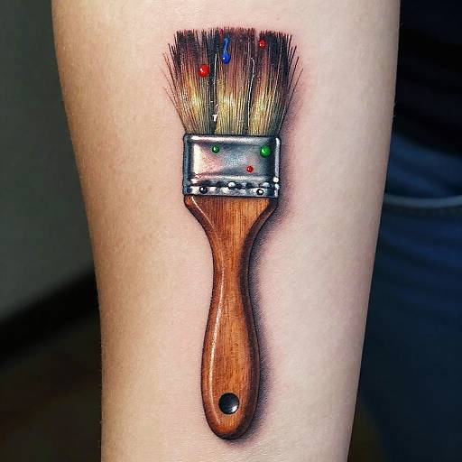 Realistic Paint Brush Wrist Tattoo