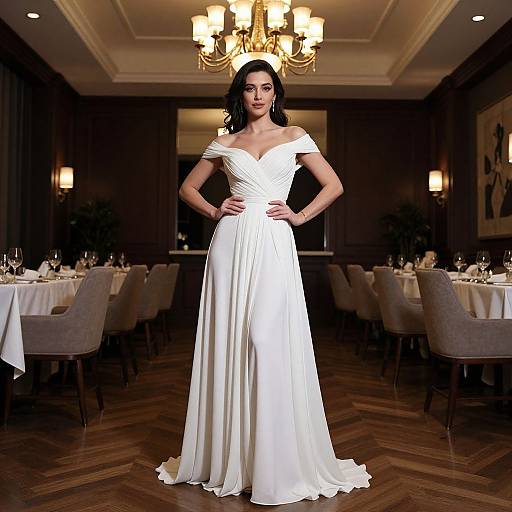 Elegant Woman in Flowing Gown