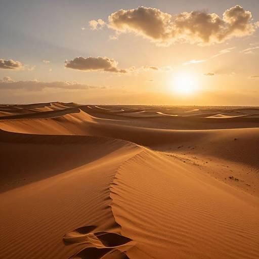 Sunset Over Vast Orange Sand Dunes