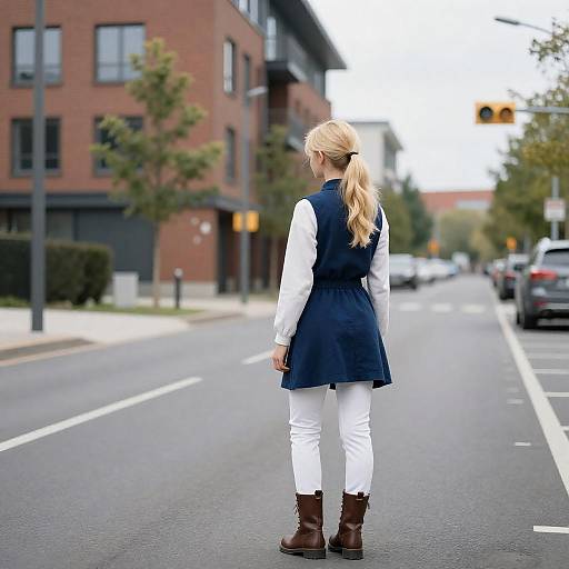 Blonde Girl on a Quiet Urban Street
