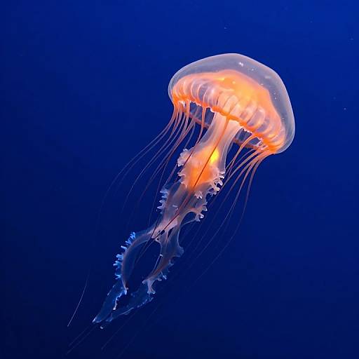Bioluminescent Jellyfish in Deep Ocean