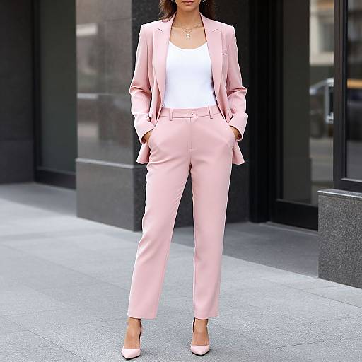 Woman in Pink Party Suit