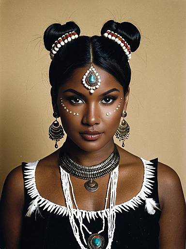 Dark-skinned Woman in Native Indian Fancy Dress