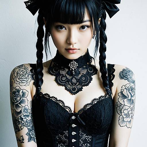 Gothic Woman with Lace Tattoos