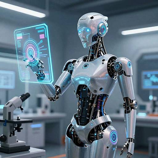 Cybernetic Humanoid in Futuristic Lab