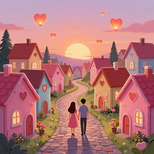 Whimsical Valentine's Day Village