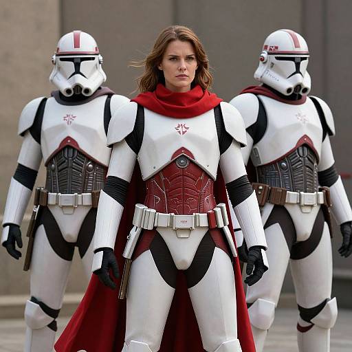 Futuristic Knights in White and Red Armor