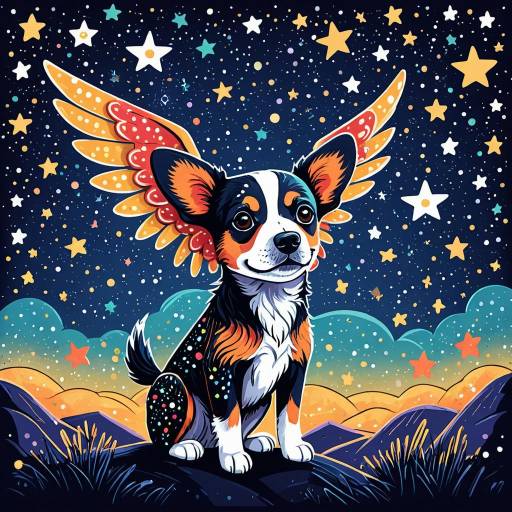 Whimsical Winged Dog Illustration
