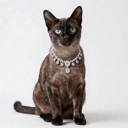 American Wirehair Cat Wearing Diamond Necklace