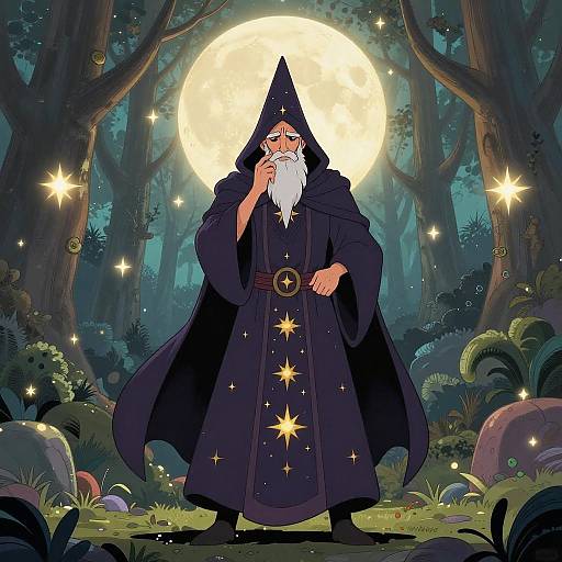 Melancholic Wizard in Enchanted Forest