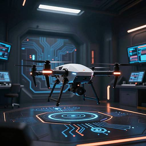 Cyberplan Robotic Drone in Neon Control Center