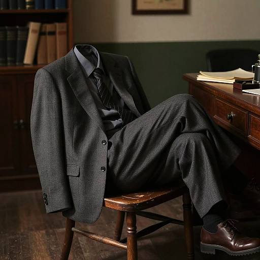 Disheveled Suit in Vintage Office