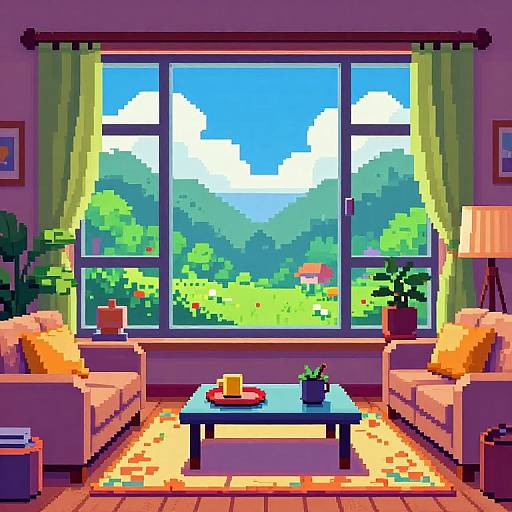 Cozy Pixel Art Living Room Scene