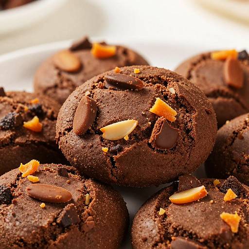 Close-Up of Chocolate Cookies with Almonds
