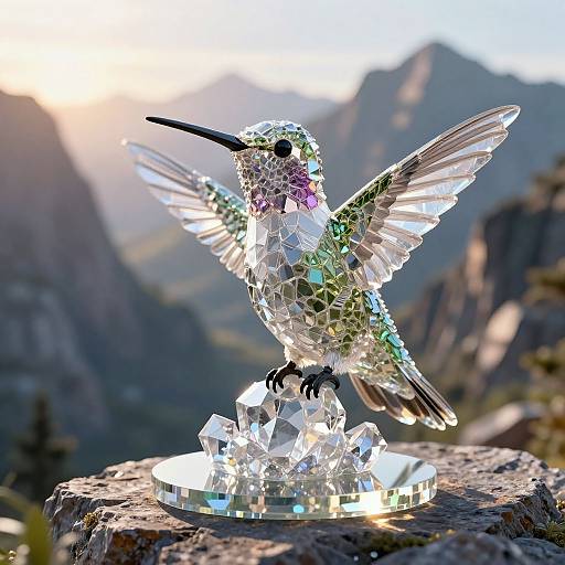 Photorealistic 3D Hummingbird Sculpture