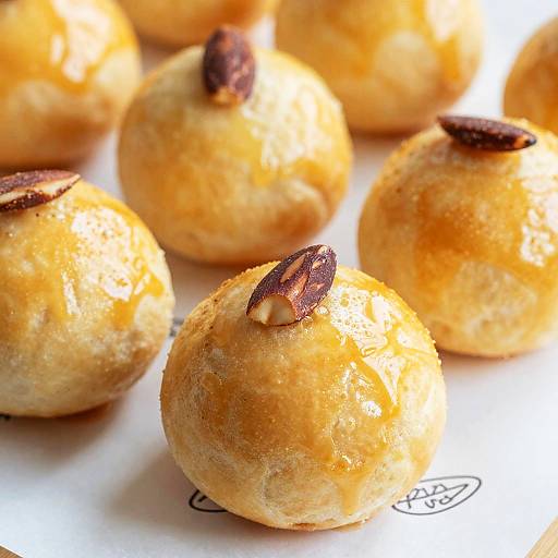 Glossy Almond-Topped Pastry Balls