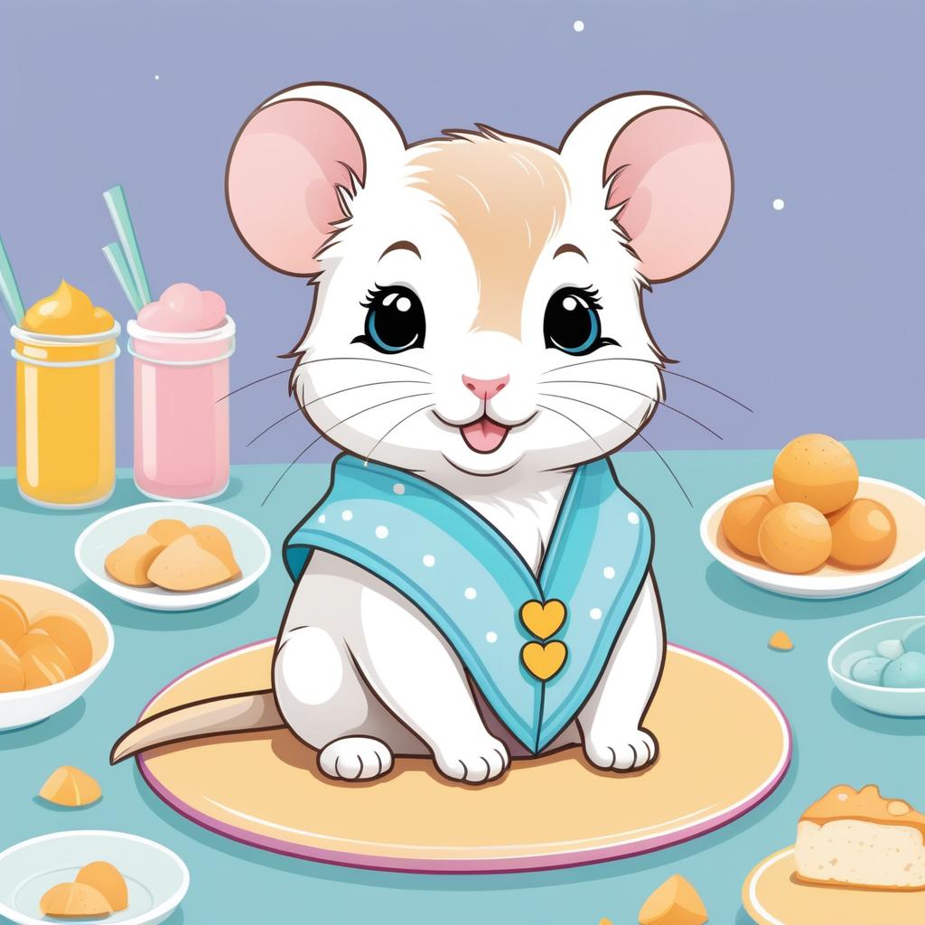 Whimsical Baby Gerbil Cartoon Illustration