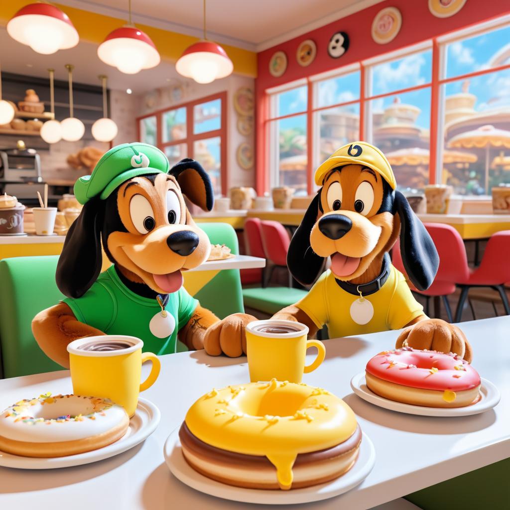 Adorable Puppies Breakfast in Anime Style