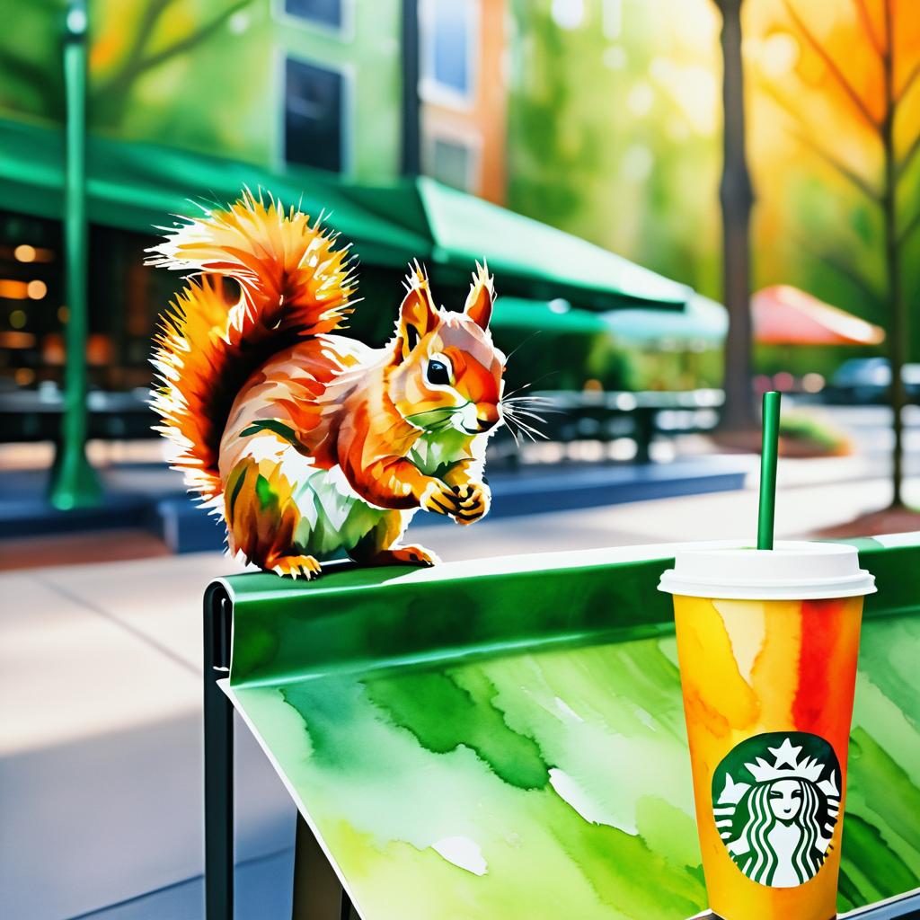 Squirrel Masterpiece at Starbucks Cafe