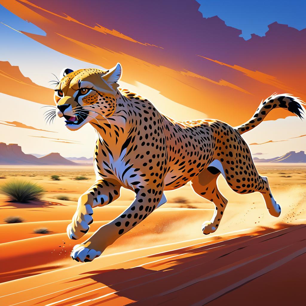 Fearless Cheetah in a Stormy Desert