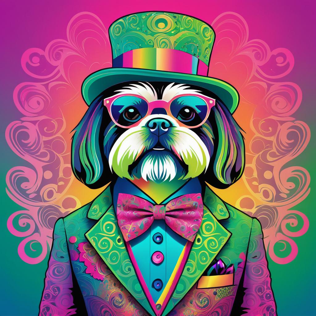 Psychedelic Shih Tzu in Vibrant Attire