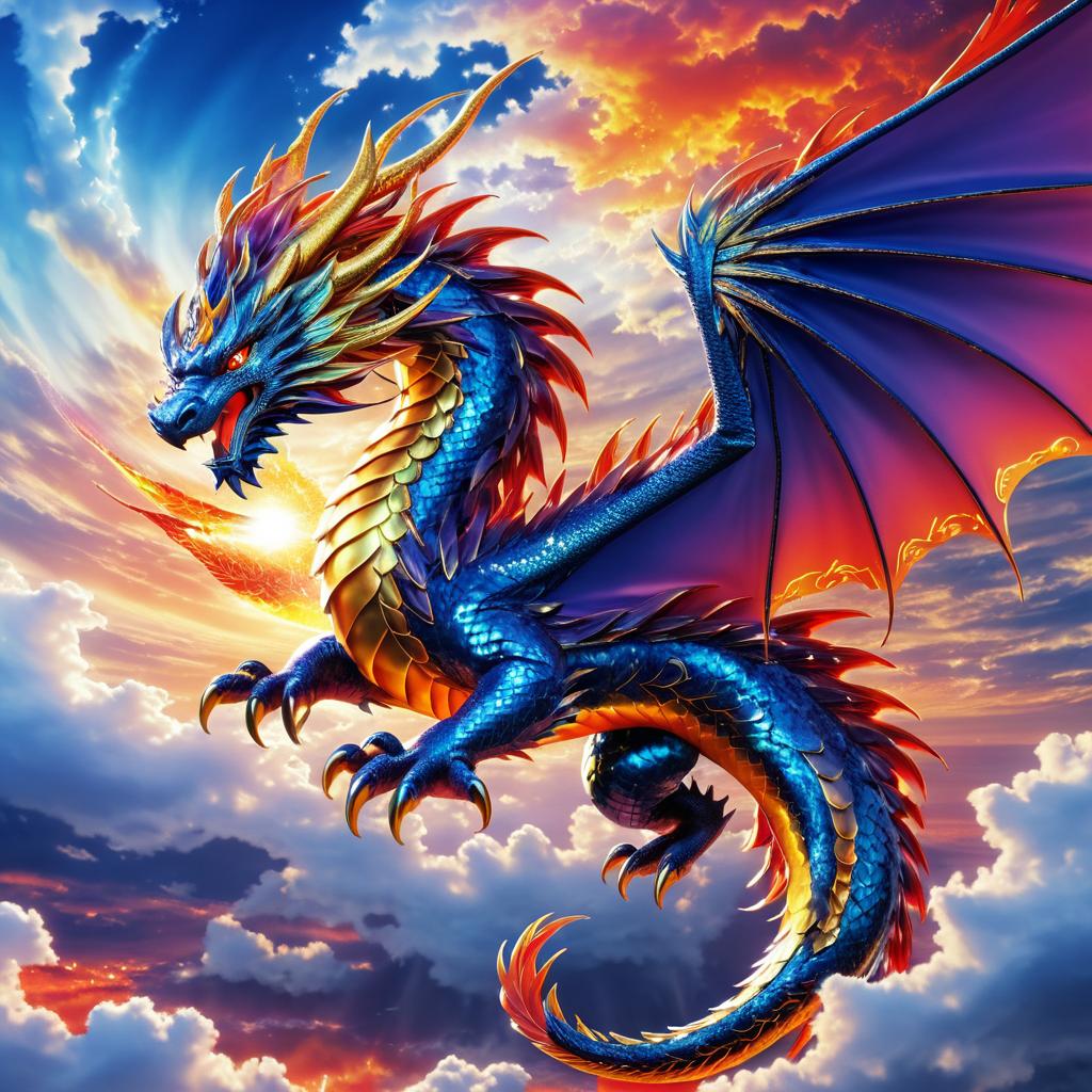 Majestic Dragon in Dynamic Anime Sky