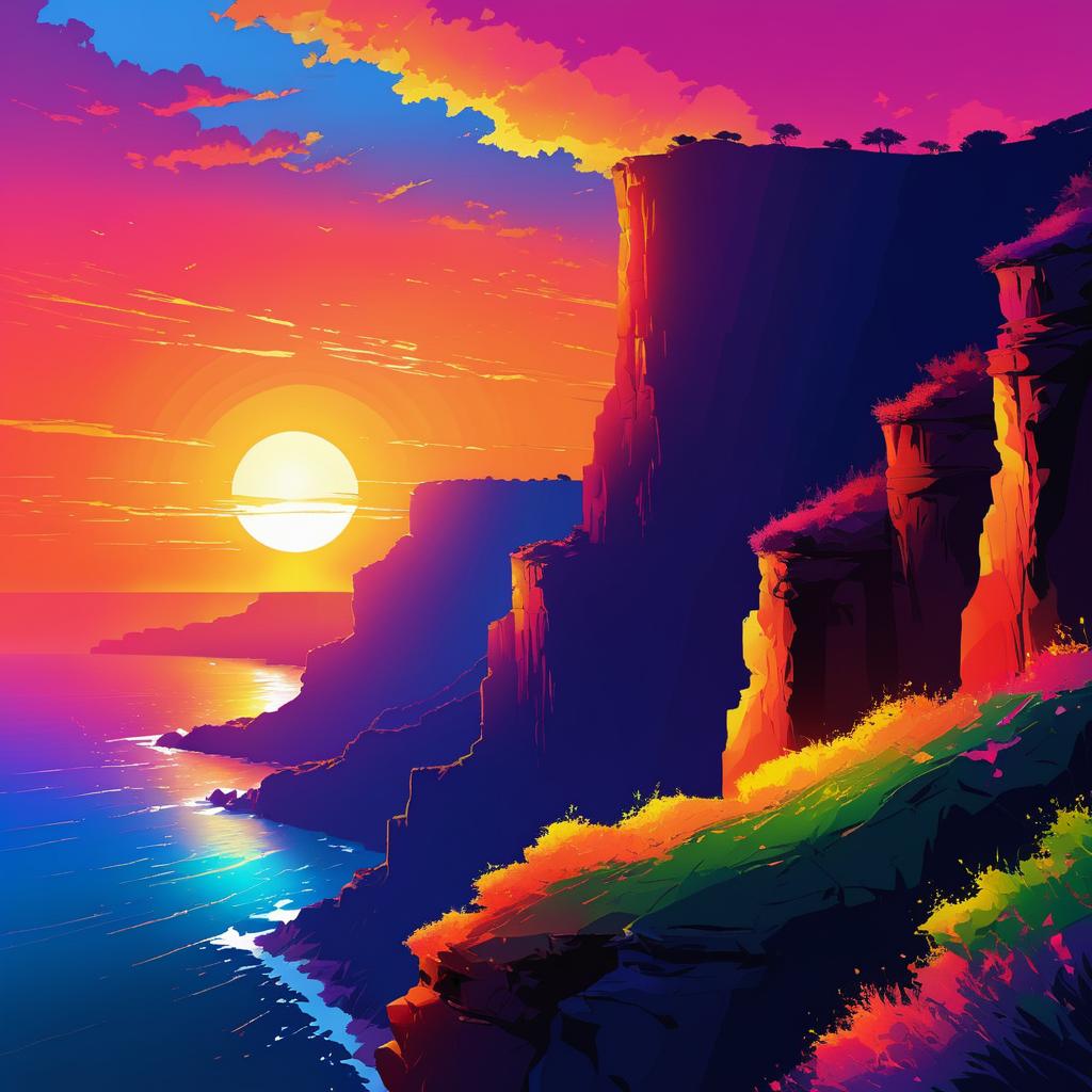 Vibrant Sunset Between Majestic Cliffs