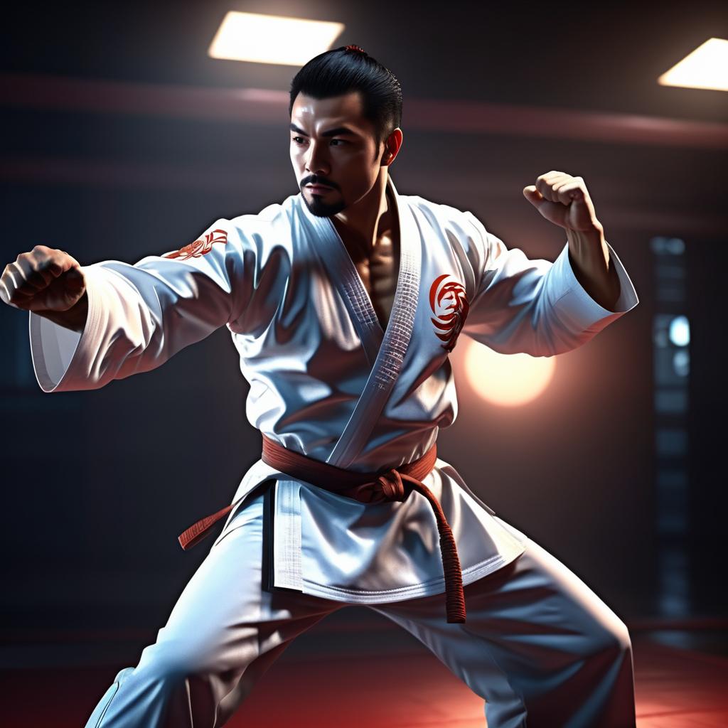 1980s Martial Artist in High-Res Action