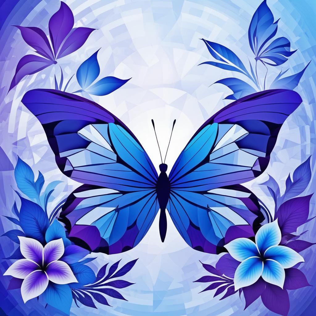 Abstract Floral Design with Geometric Butterfly