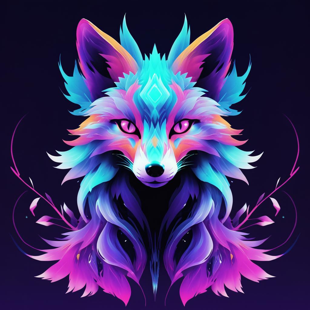 Glitchy Anthropomorphic Fox Spirit Art