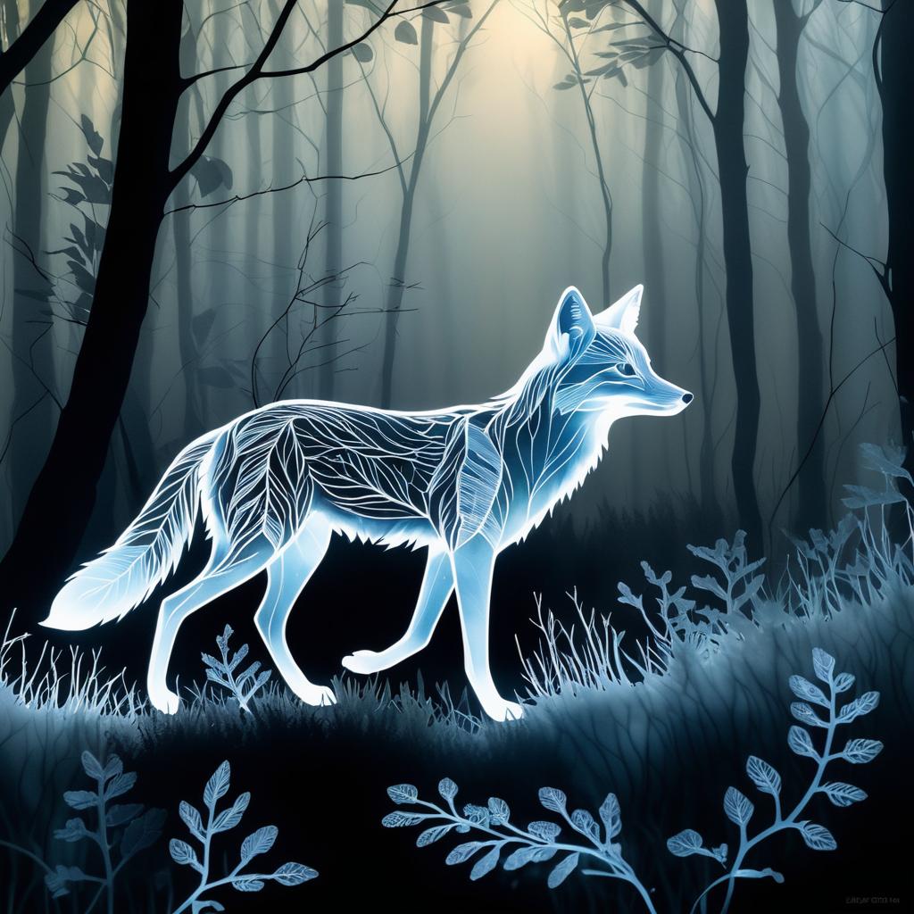 Mystical X-Ray Fox in Woodland Scene