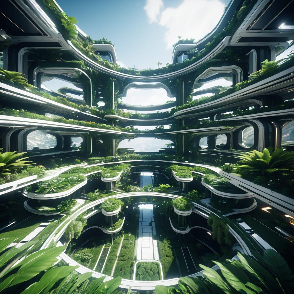 Futuristic Space Station with Green Terraces