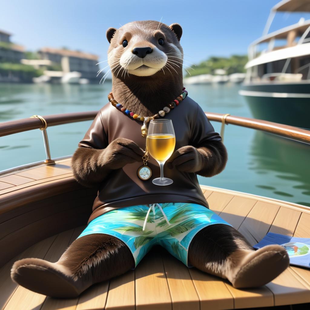 Relaxed Otter Practicing Yoga on Boat