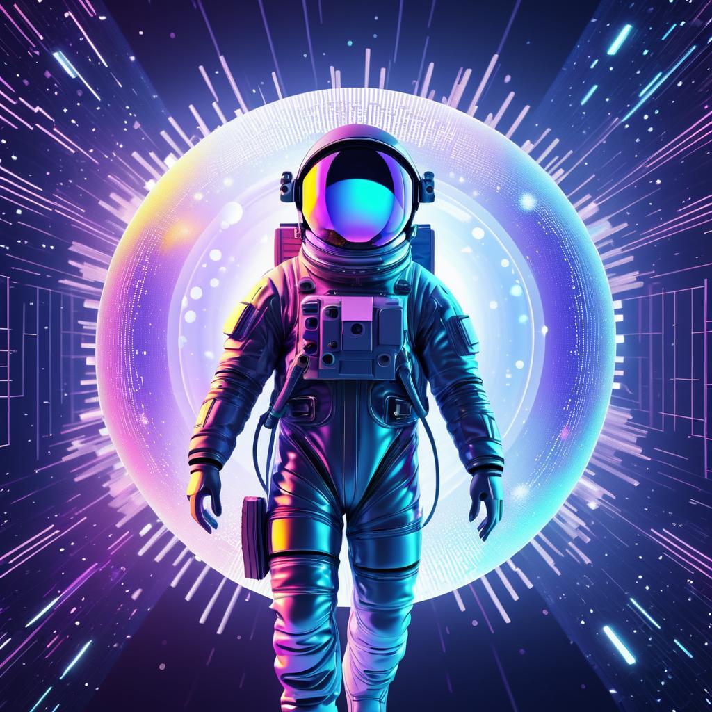 Dynamic 3D Astronaut in Cosmic Colors