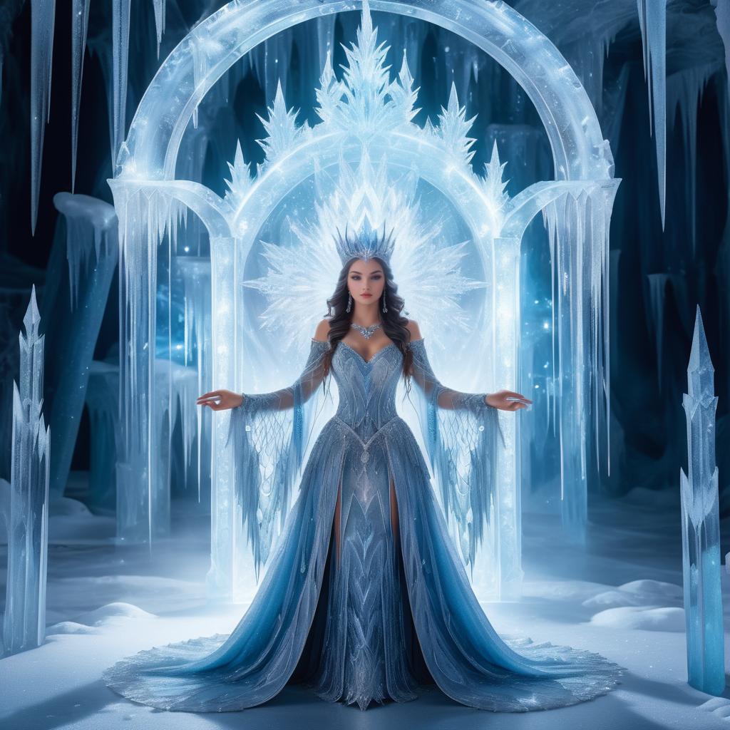 Enchanted Female Witch in Ice Cavern