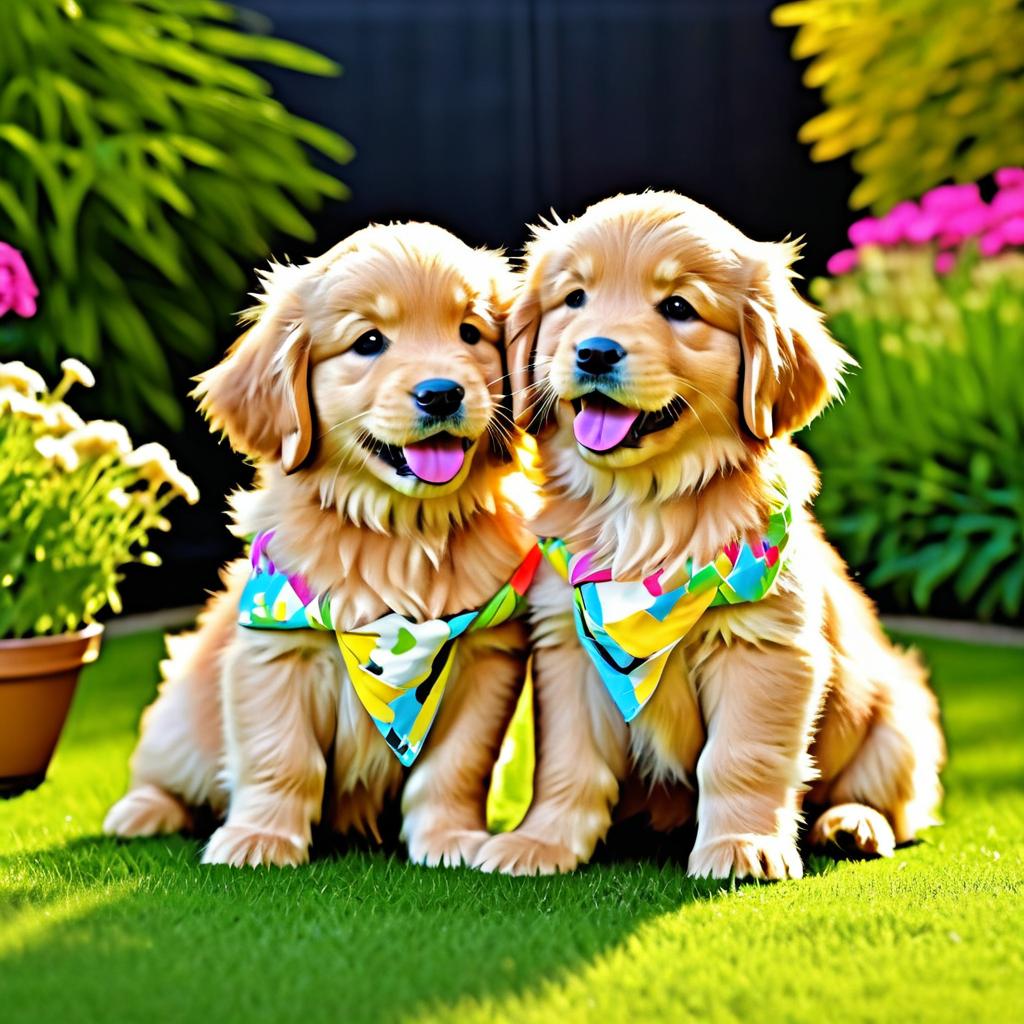 Fluffy Golden Retriever Puppies at Play