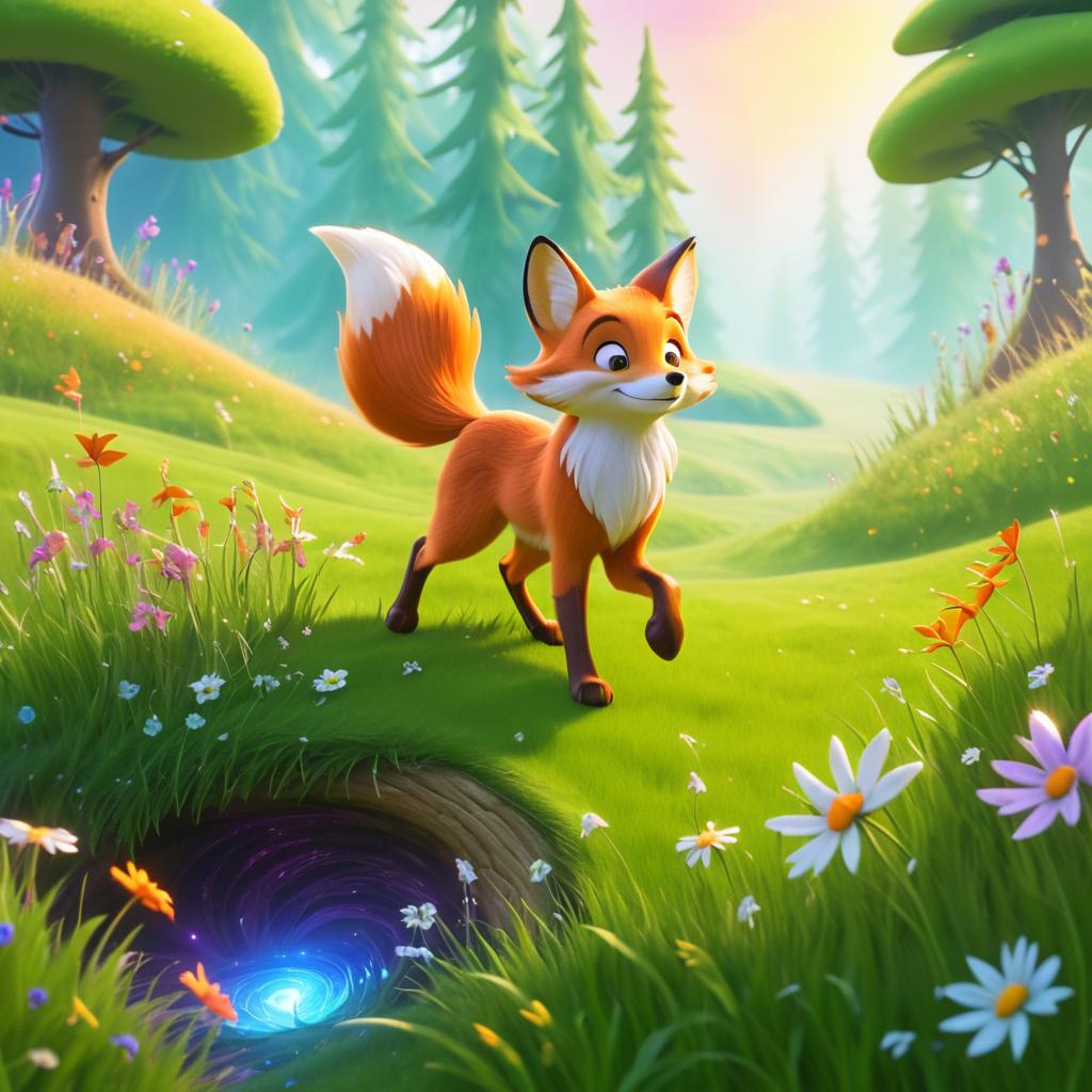 Whimsical Fox Adventure in Magical Meadow