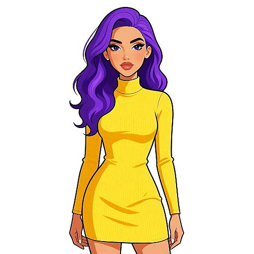 Stylish Woman in Yellow Mini Dress