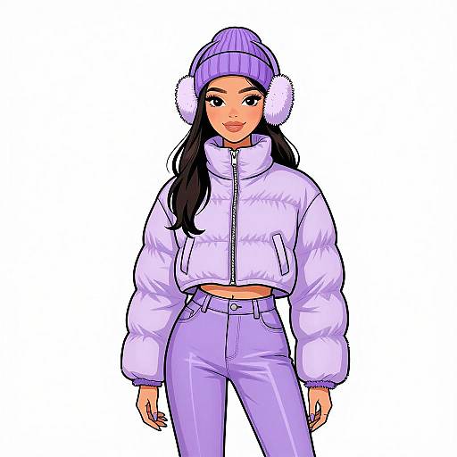 Winter Chic Woman in Lavender Outfit