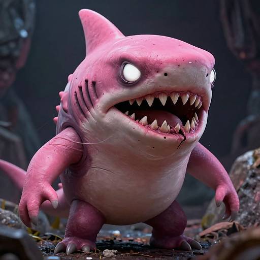 Grotesque Sickly-Pink Goblin Shark Kaiju