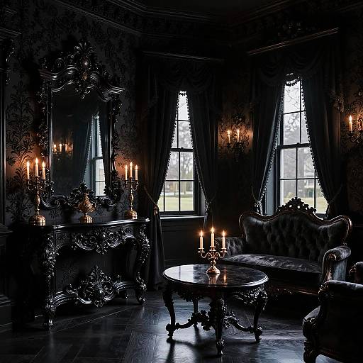 Victorian Gothic Black Mansion Interior