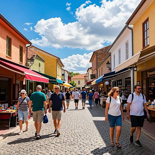 Vibrant Cobblestone Market Scene