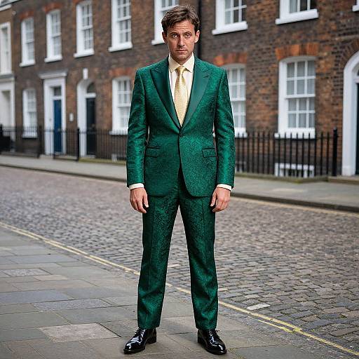 Elegant Man in Emerald Brocade Suit