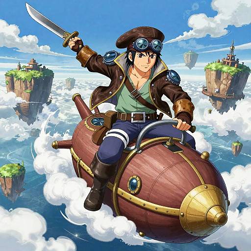 Steampunk Sky Pirate in Action
