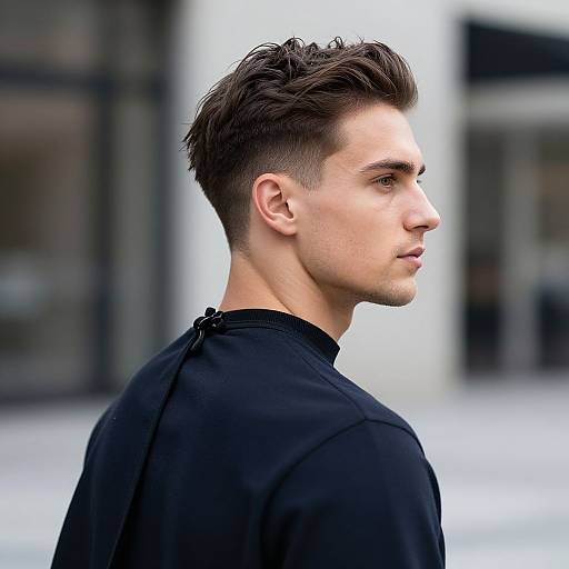 Side Part Curtain Haircut on European Man