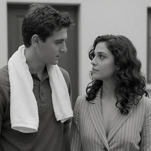 Black and White Portrait of Man and Woman Outdoors