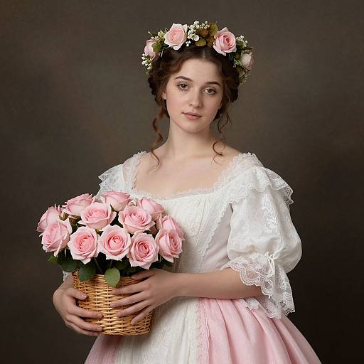 Classical Portrait with Floral Elegance
