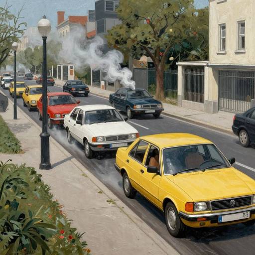 Futuristic 2D Cars on Sidewalk