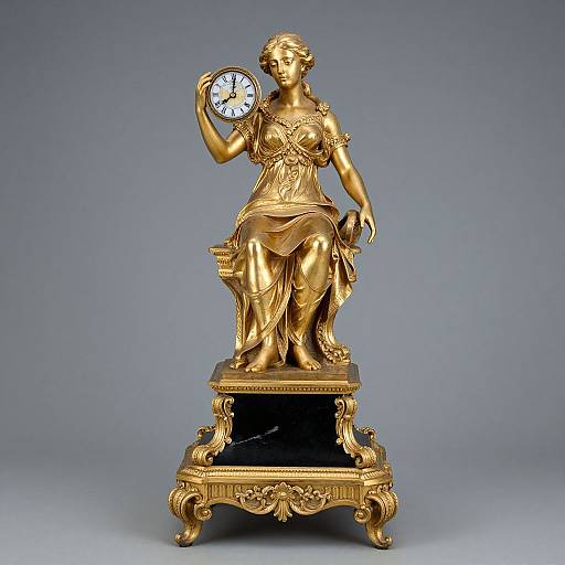 French Neoclassical Gilded Pedestal Clock